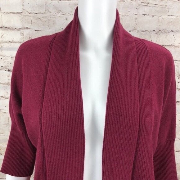 Chicos Cardigan Size 2 Sweater Angora Blend Open Front Cranberry EUC - Picture 2 of 10